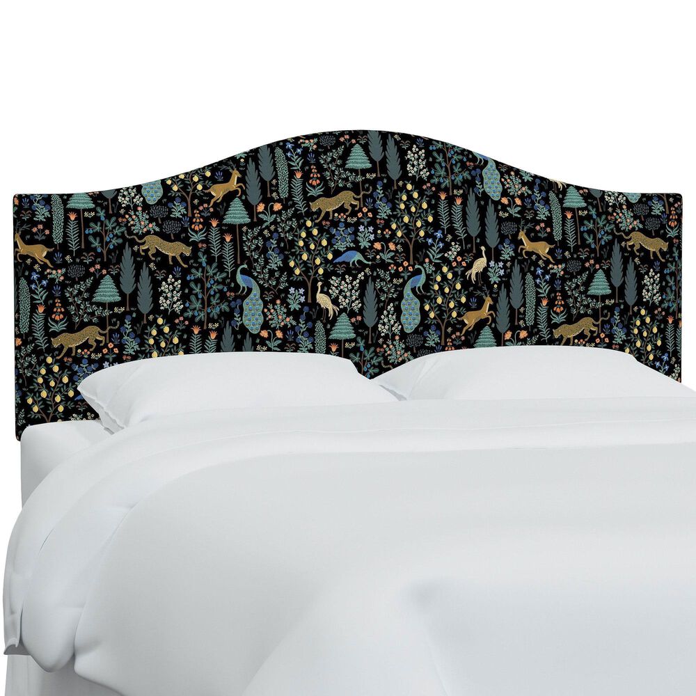 Rifle Paper Co Crafted by Cloth and Company Mayfair Queen Headboard in Menagerie Black, , large