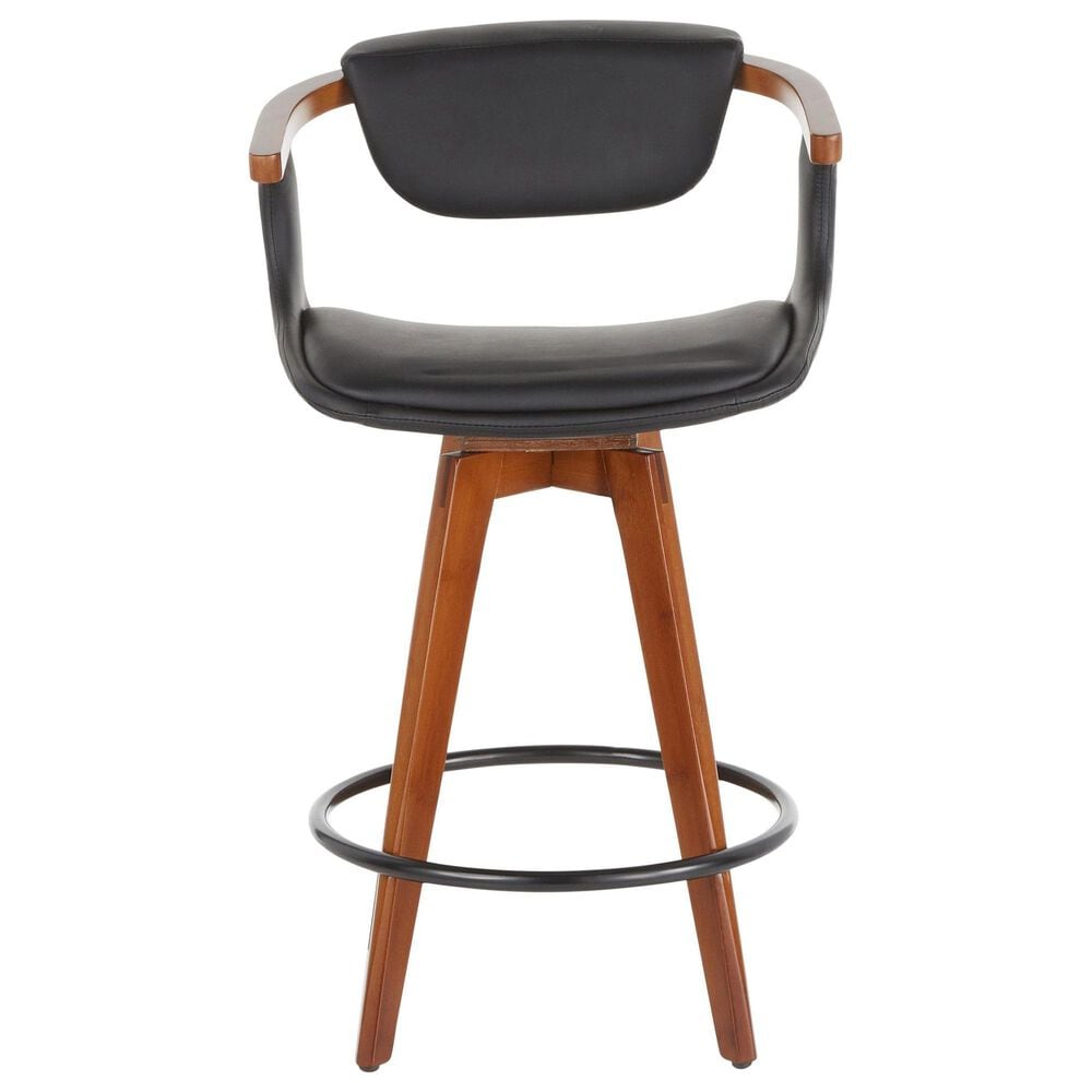 Lumisource Oracle Swivel Counter Stool with Black Cushion in Walnut and Black, , large