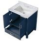Lexora Home Jacques 30" Single Bathroom Vanity in Navy Blue with 2 cm White Carrara Marble Top and Rectangular Sink, , large