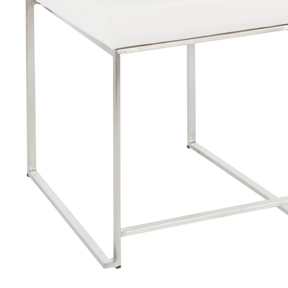Lumisource Fuji Side Chair with White Faux Leather Cushion in Brushed Stainless Steel &#40;Set of 2&#41;, , large