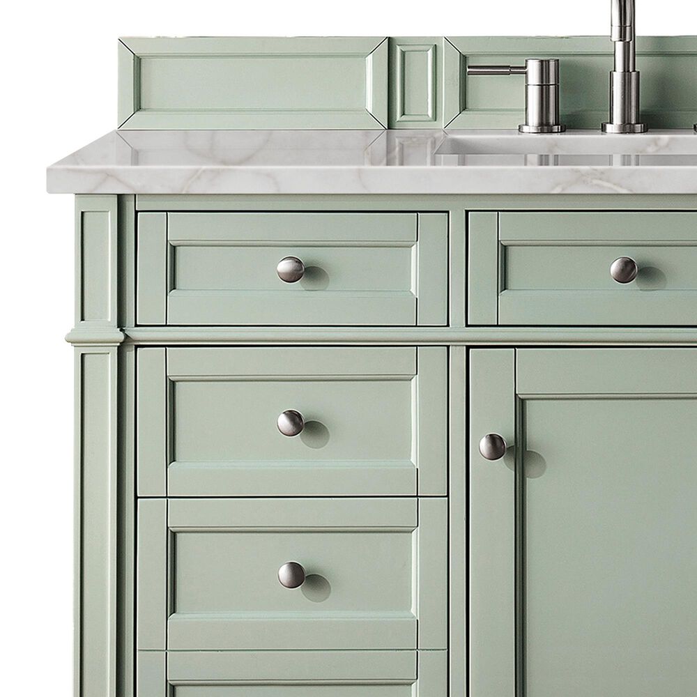 James Martin Vanities Brittany 48" Single Bathroom Vanity in Sage Green with 3 cm Eternal Jasmine Pearl Silestone Top, Rectangular Sink and FreePower Wireless Charger, , large