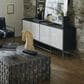 Hooker Furniture Commerce and Market 80" Fine Lines Entertainment Console in Black, White and Brushed Pewter, , large