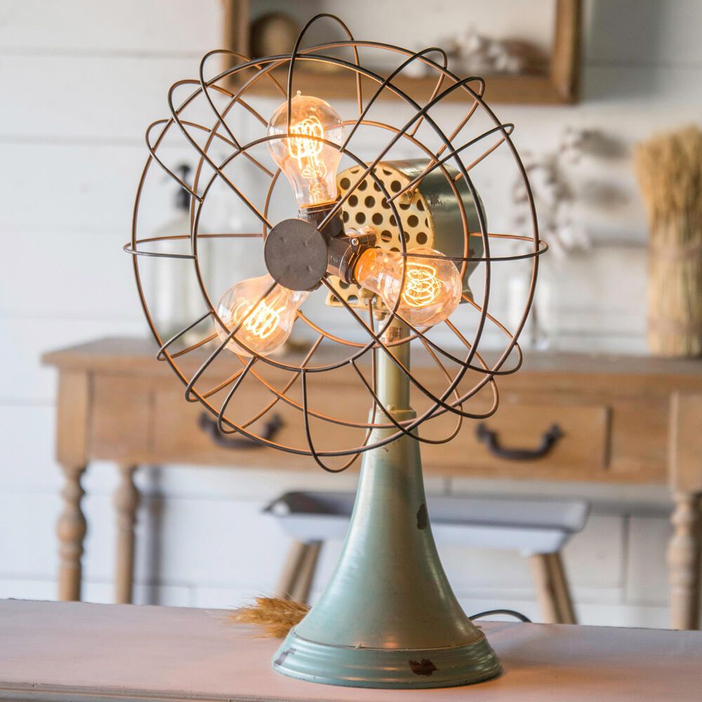VIP Home and Garden Triple Light Fan Metal in Distressed Blue, , large
