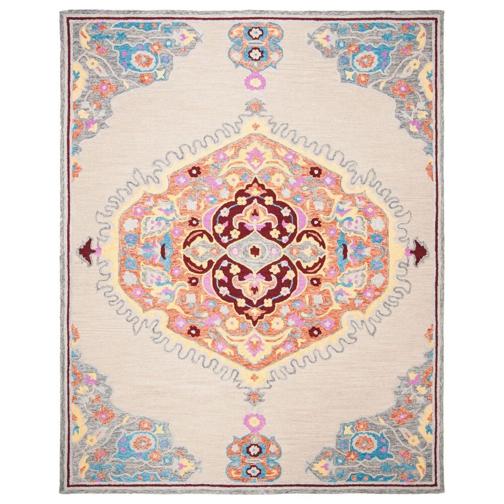 Safavieh Micro-Loop 8" x 10" Beige and Orange Area Rug, , large