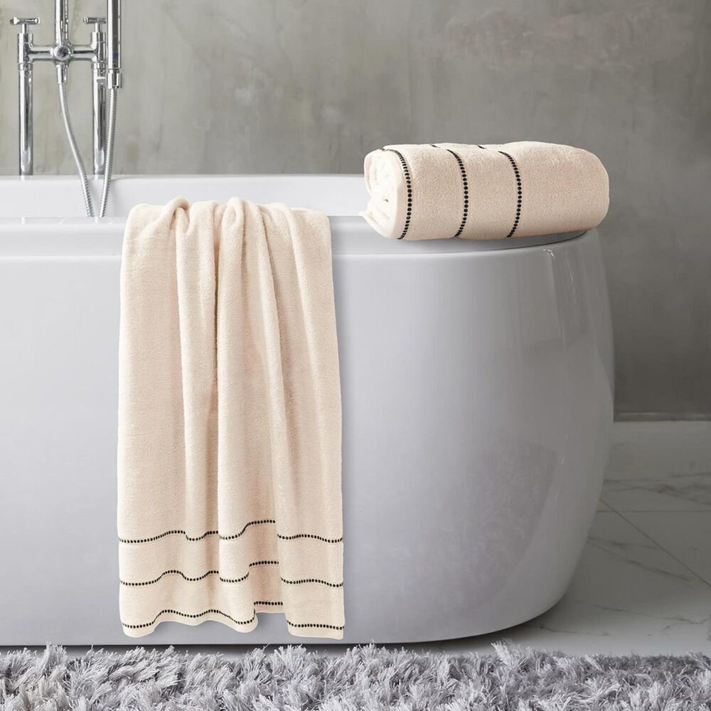 Timberlake Lavish Home Zero Twist 2-Piece Towel Set in Bone and Black, , large