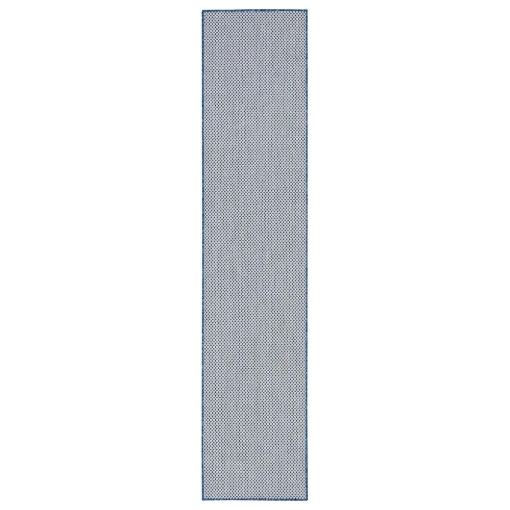 Nourison Courtyard Ivory and Blue 2&#39;2&quot; x 10&#39; Indoor/Outdoor Runner, , large
