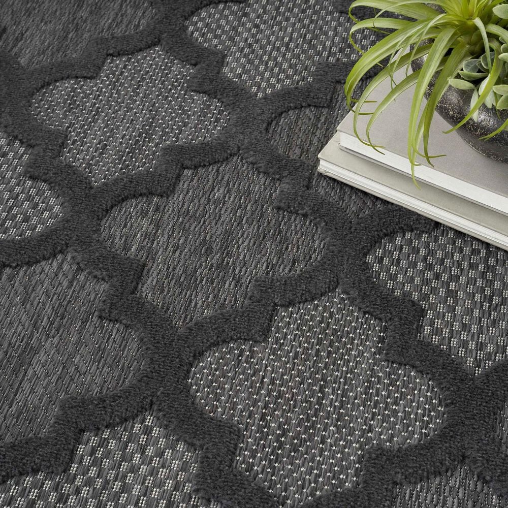 Nourison Easy Care 5&#39; x 7&#39; Charcoal and Black Indoor/Outdoor Area Rug, , large
