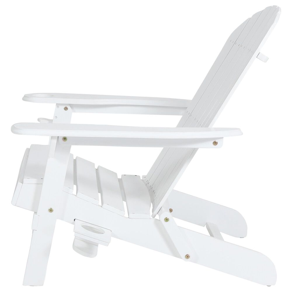 Hearth and Haven Bellwood Outdoor Foldable Adirondack Chair with Cup Holder in White, , large