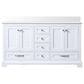 Lexora Home Dukes 60" Double Bathroom Vanity in White with 2 cm White Cultured Marble Top and Rectangular Sinks, , large