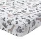 Lambs and Ivy Baby Jungle Animals Fitted Crib Sheet in Gray, White and Taupe, , large