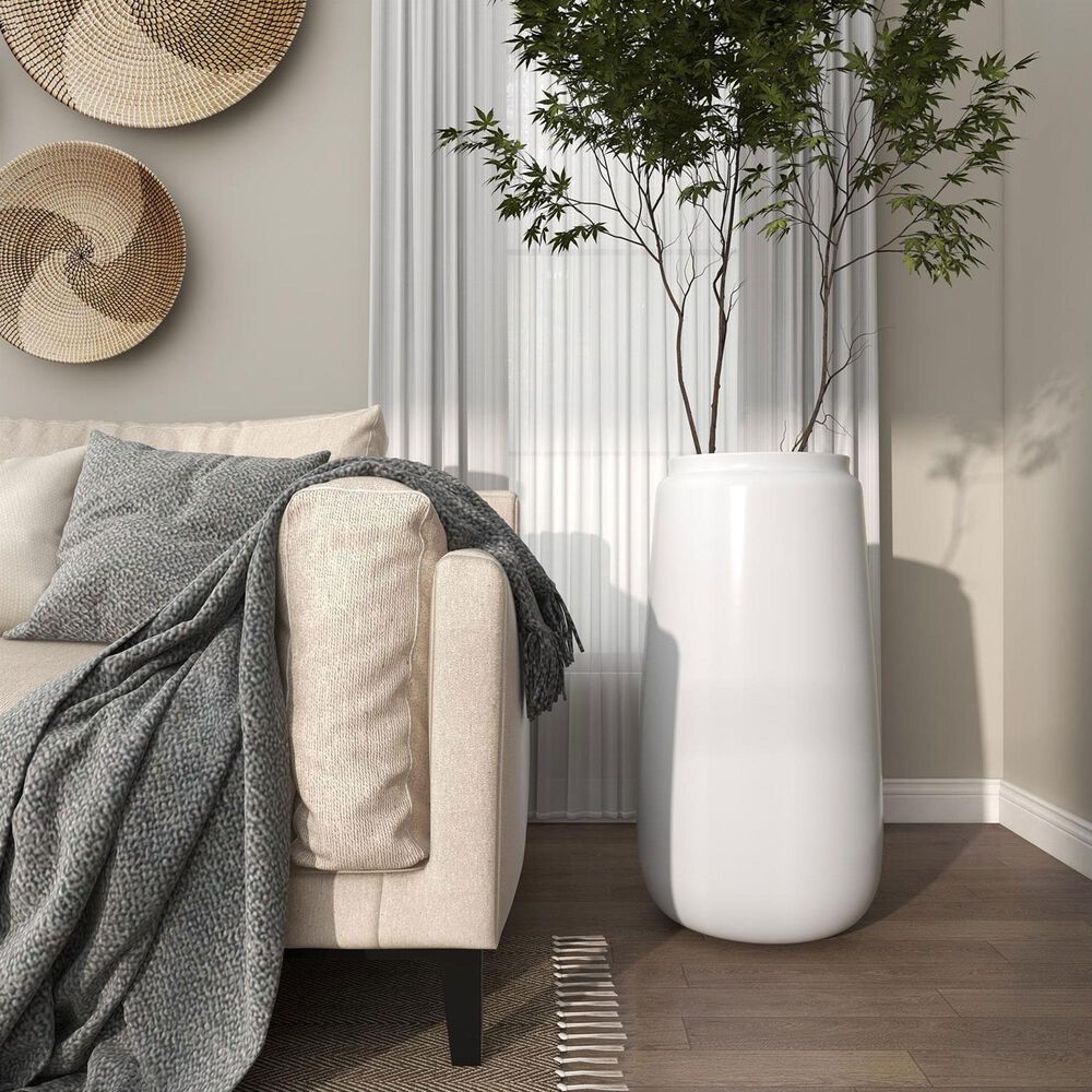Maple and Jade 30&quot; Tall Floor Decorative Vase in Polished White, , large