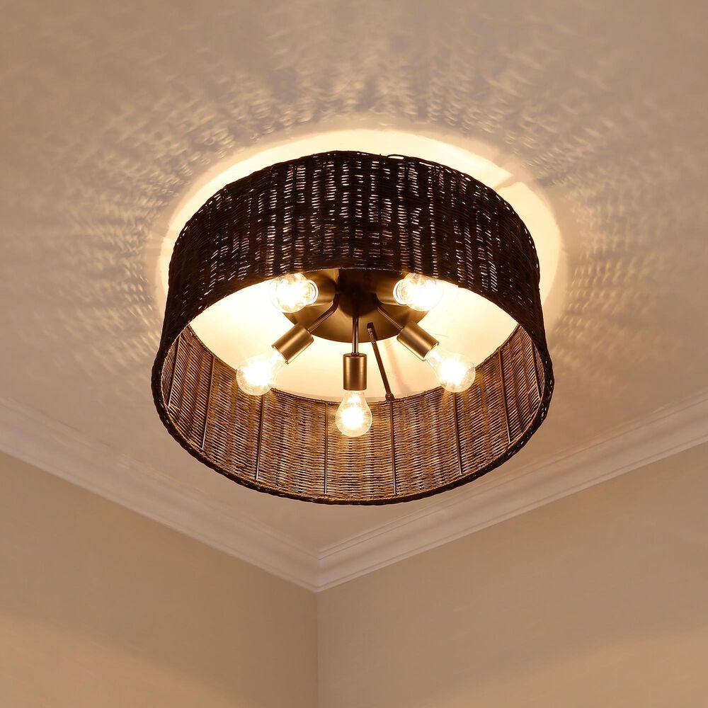 Golden Lighting Erma 5-Light Flush Mount in Matte Black, , large