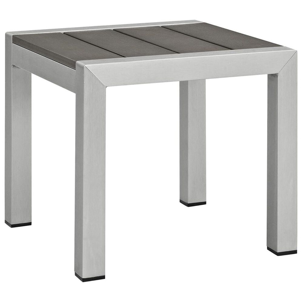 Modway Shore 3-Piece Outdoor Patio Aluminum Chaise Set in Silver and Gray Wicker, , large