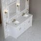 James Martin Bellshire 72" Double Bathroom Vanity in Bright White with 3 cm Eternal Jasmine Pearl Silestone Top and Rectangular Sinks, , large
