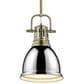 Golden Lighting Duncan 1-Light Small Pendant with Rod and Chrome Shade in Aged Brass, , large