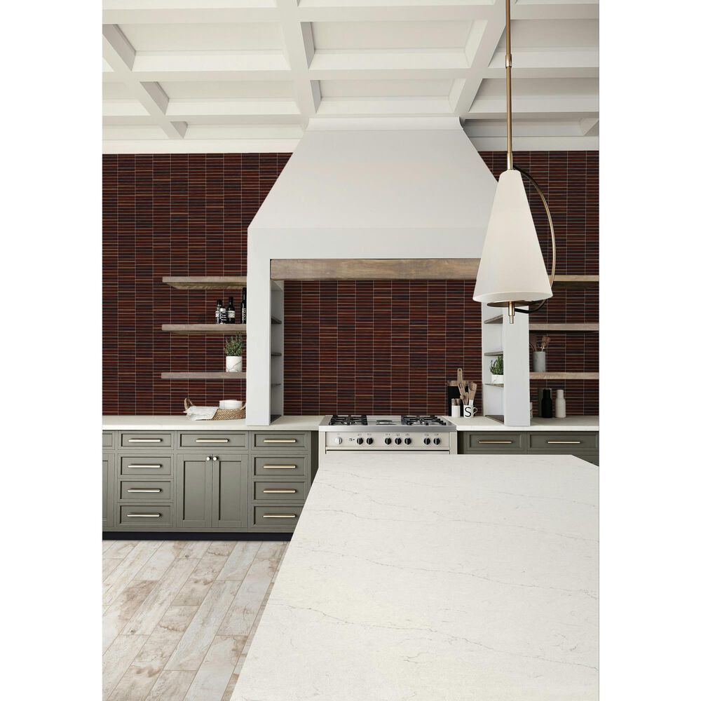 Dal-Tile Artefino Vintage Jasper 1" x 6" Pencil Fluted on 11" x 12" Porcelain Mosaic Sheet, , large