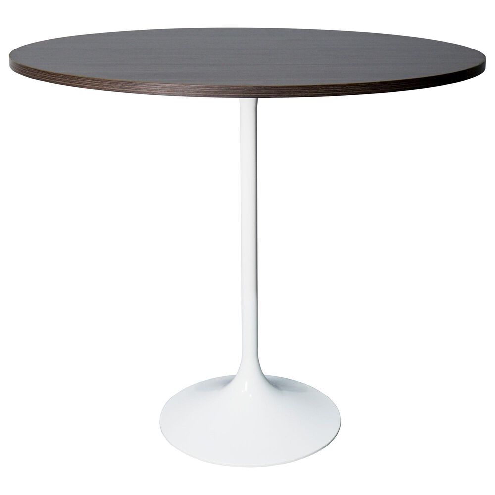 Leisuremod LeisureMod Verve Collection Modern Bar Height Table White Base with 48 Round Dark Walnut MDF Top, , large