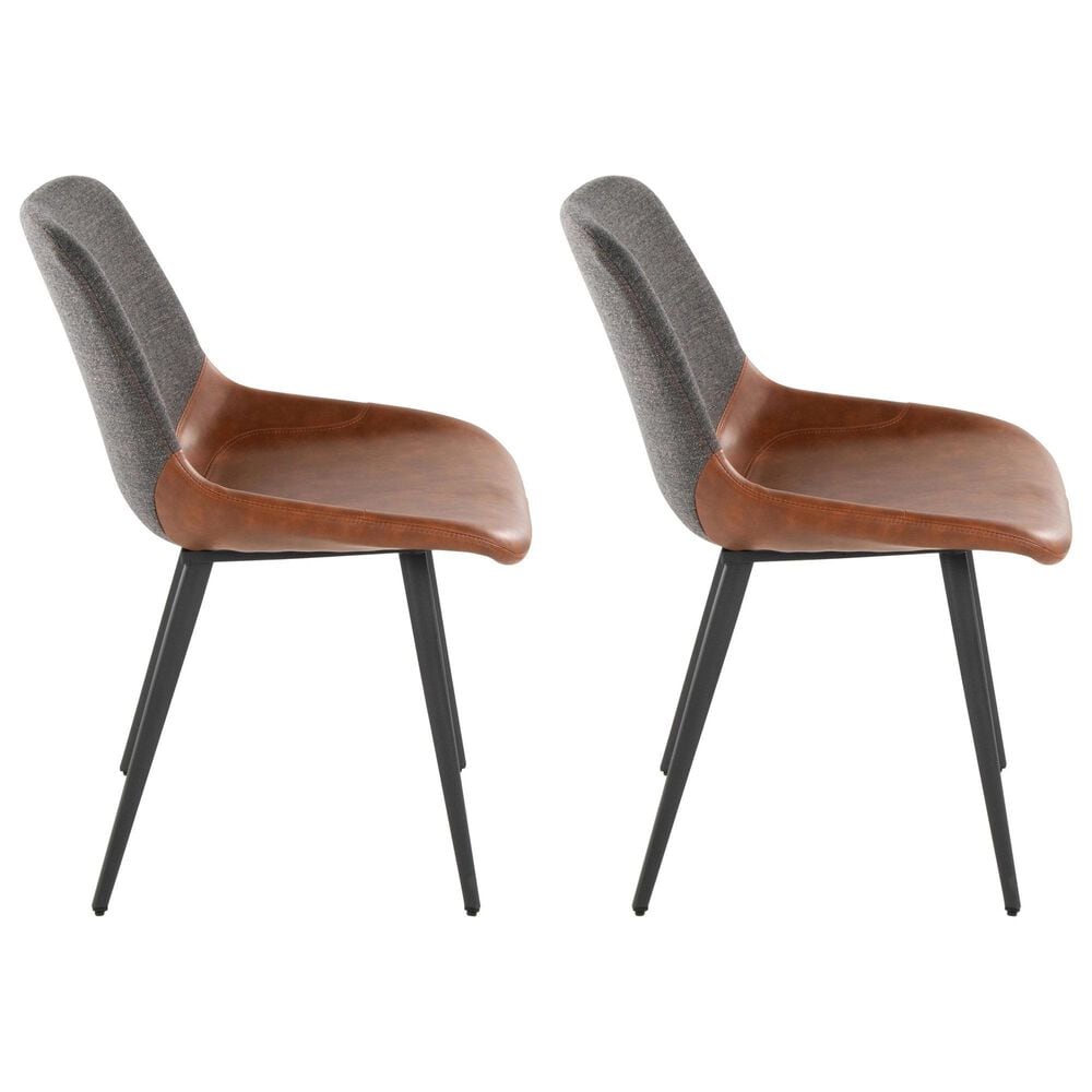 Lumisource Outlaw Side Chair with Brown and Grey Cushion in Black (Set of 2), , large