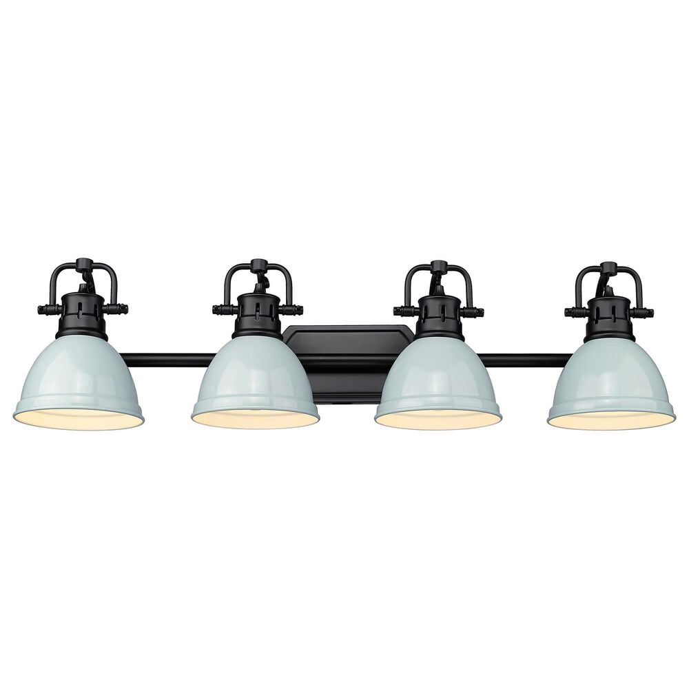 Golden Lighting Duncan 4-Light Vanity Light with Seafoam Shade in Matte Black, , large