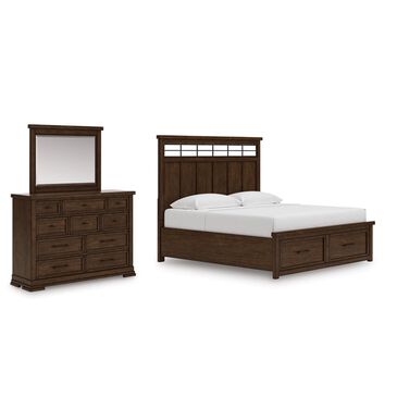 Ashley Taffenbrook 3-Piece King Storage Bedroom Set in Medium Brown and Black, , large