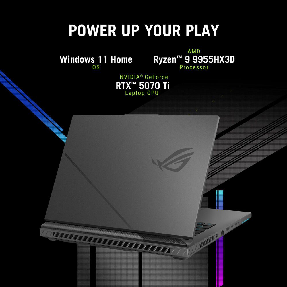 ASUS ROG Strix G16 Gaming Laptop | AMD Ryzen 9 9955HX3D - 32GB RAM - NVIDIA GeForce RTX 5070 - 1TB SSD in Eclipse Gray, , large