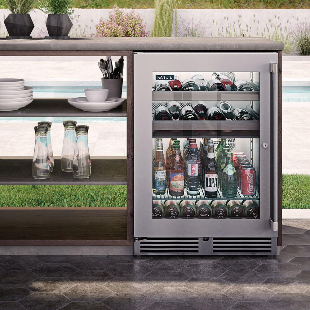 Perlick Marine Signature Series 5 Cu. Ft. Dual Zone Wine Reserve with Glass Door and Left Hinge in Panel Ready, , large