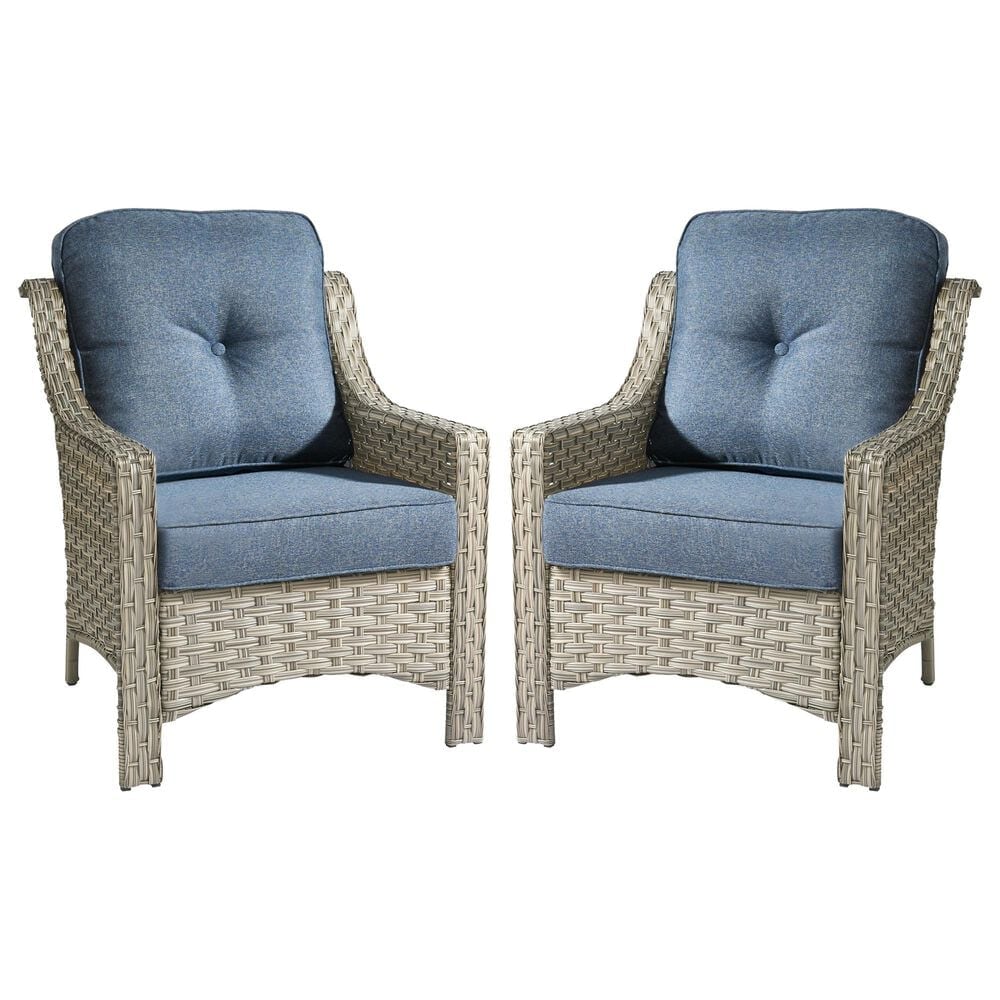 HOMLUX Outdoor Arm Chair in Denim Blue (Set of 2), , large