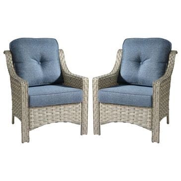 HOMLUX Outdoor Arm Chair in Denim Blue (Set of 2), , large
