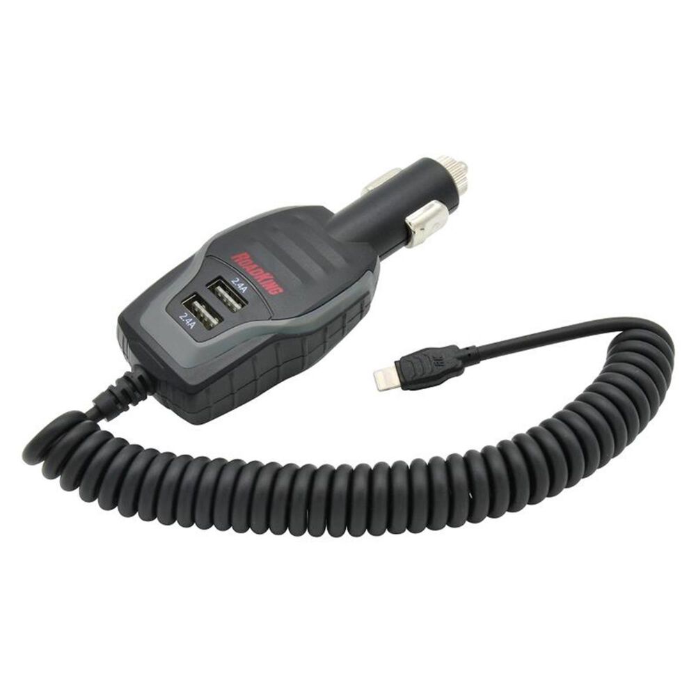 RoadKing Heavy-Duty Lightning-Compatible Car Charger with 2 USB Ports, , large