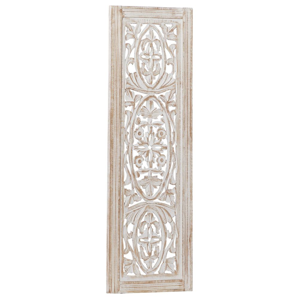 Maple and Jade 36" x 12" Wall Decor in Distressed Cream, Brown and White, , large