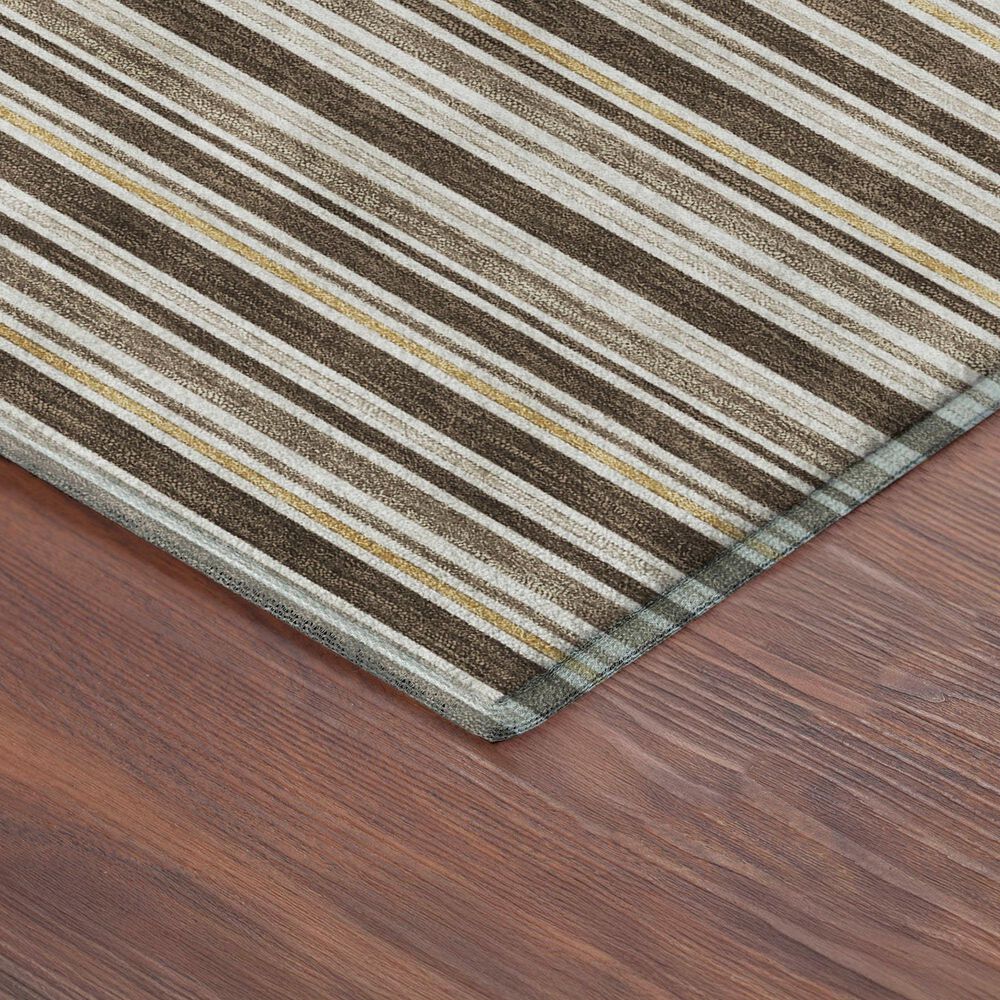 Dalyn Rug Company Soft Essentials Striped Chocolate 1'8" x 2'6" Indoor/Outdoor Area Rug, , large