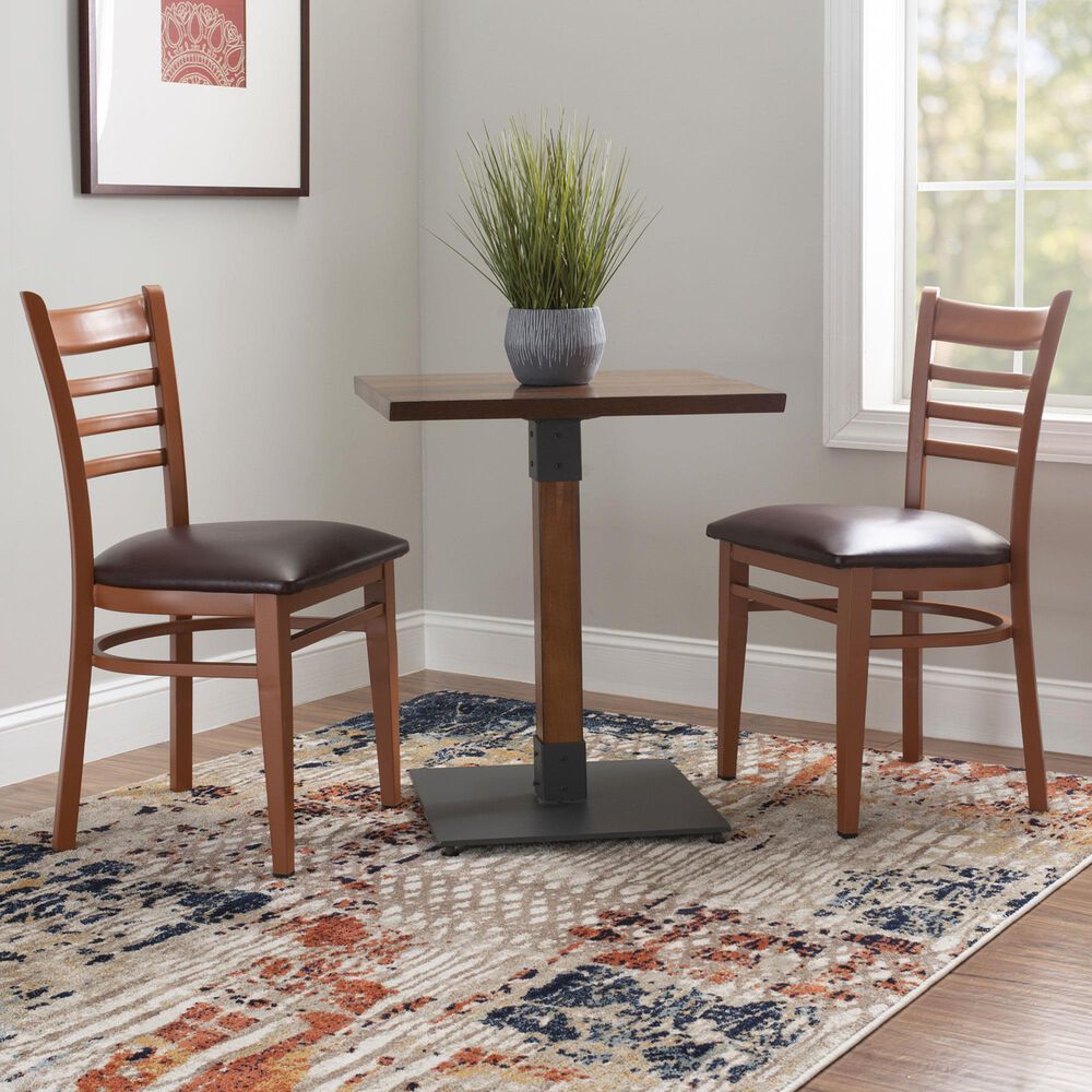Linon Home Decor Baxter Side Chair with Burgundy Faux Leather Cushion in Dark Honey (Set of 2), , large