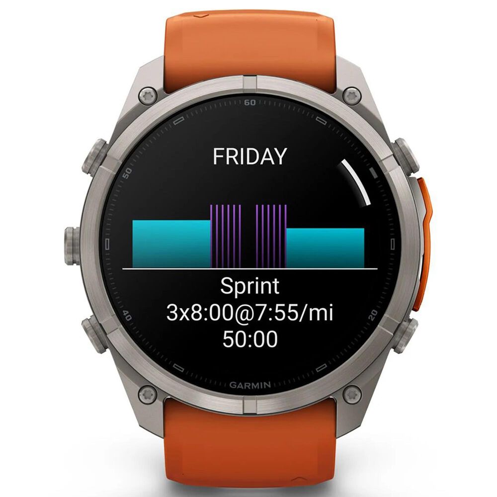 Garmin fenix 9 Pro Smartwatch 51mm Titanium with Autumn Orange and Spark Orange Silicone Band, , large