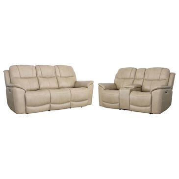 Flexsteel Crew Power Sofa and Loveseat Set in Pebble, , large