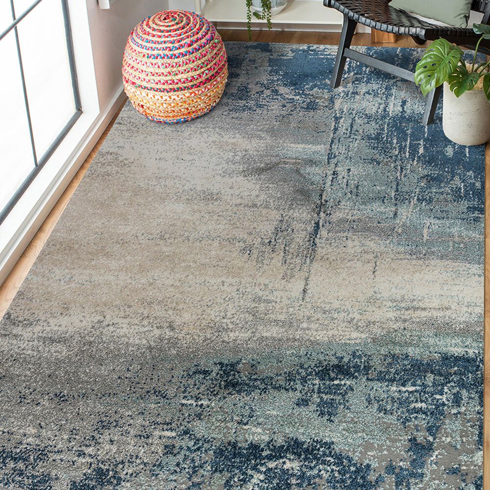 Amer Rugs Yasmin 9&#39; x 13&#39; Dark Blue and Gray Area Rug, , large
