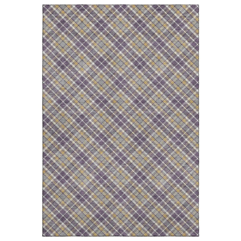 Dalyn Rug Company Soft Essentials Plaid Plum 9" x 12" Indoor/Outdoor Area Rug, , large