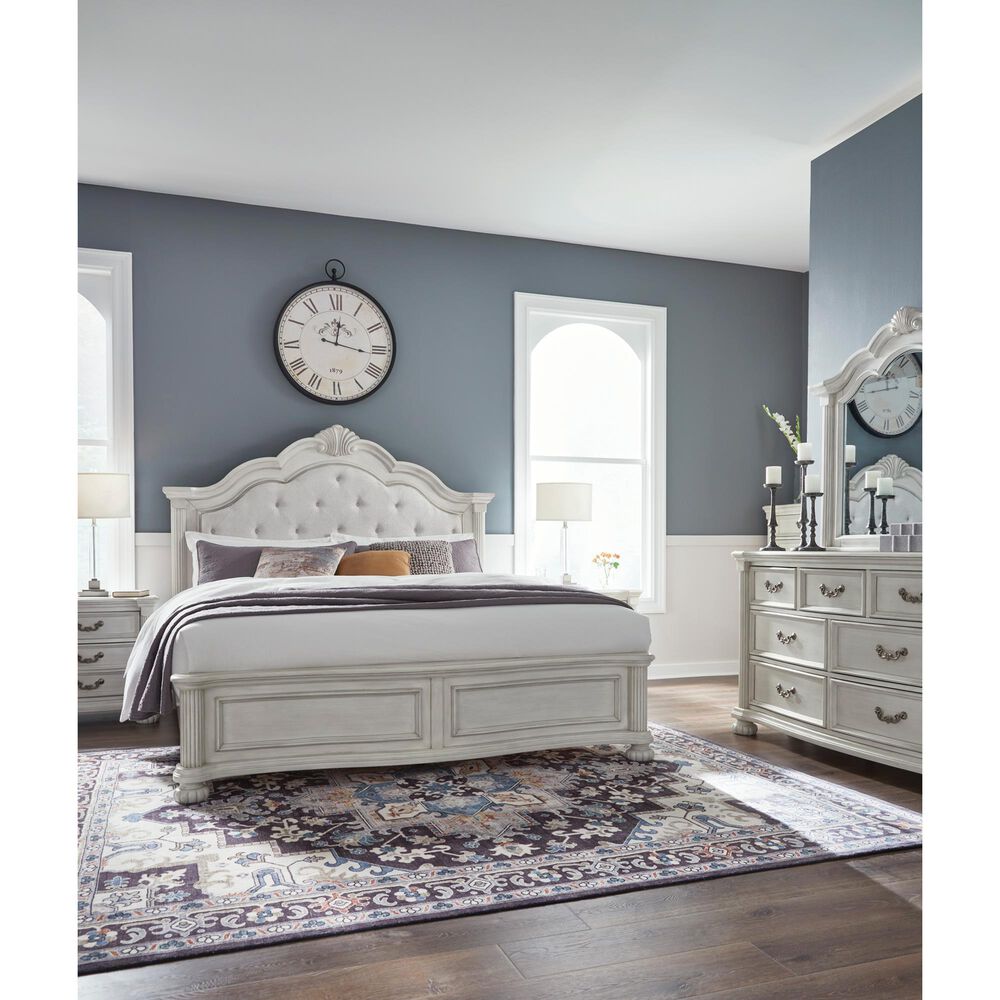 Ashley Montelaine King Upholstered Panel Bed in Antique White, , large
