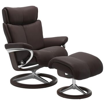 Stressless Admiral Medium Leather Chair and Ottoman Set in Paloma Chocolate, , large