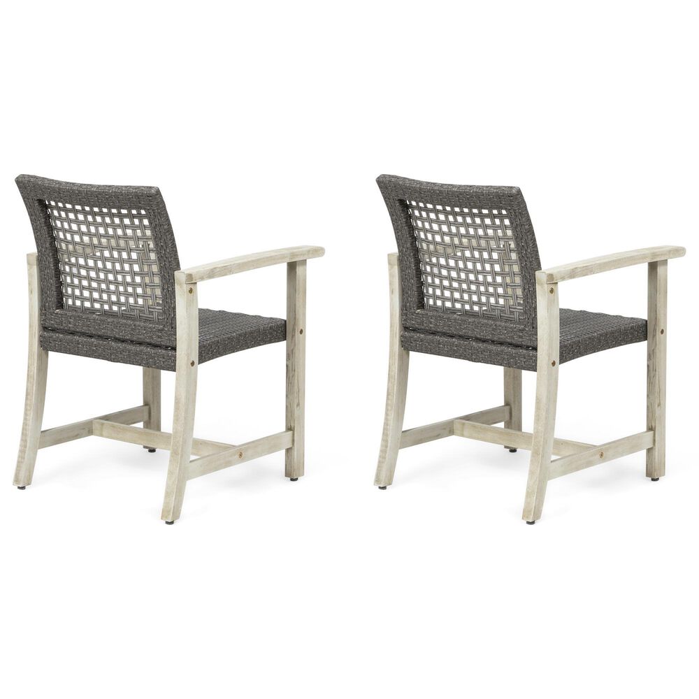 Hearth and Haven Hampton Outdoor Dining Chair in Black and Light Grey (Set of 2), , large
