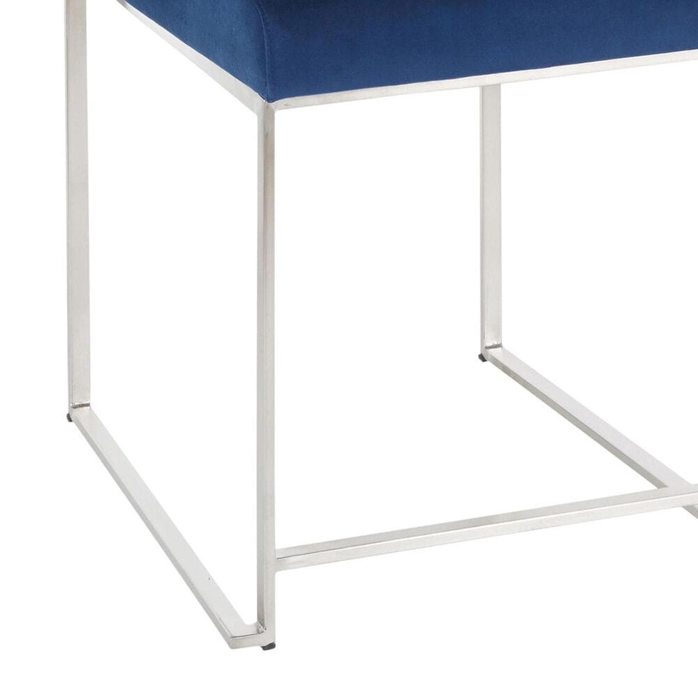 Lumisource Fuji Side Chair with Blue Cushion in Brushed Stainless Steel &#40;Set of 2&#41;, , large