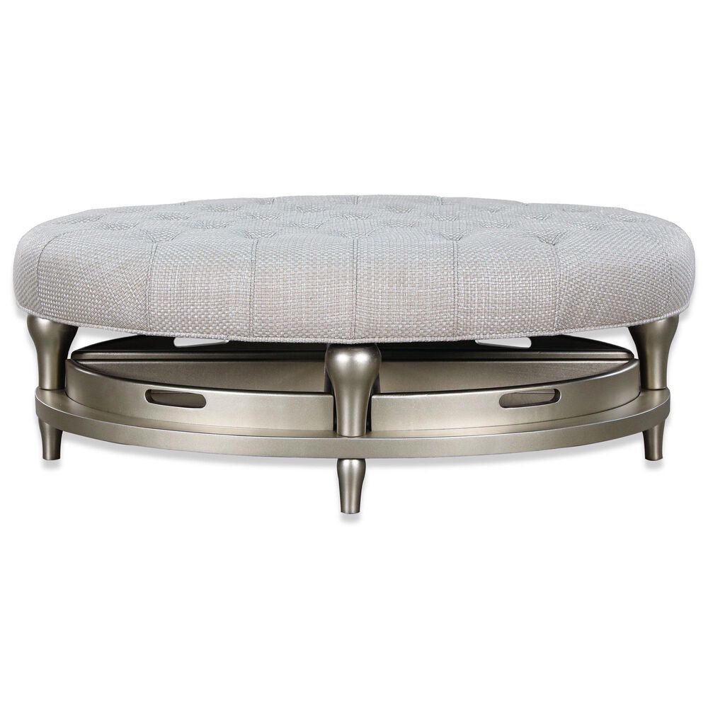 Aria Designs Lina Oval Cocktail Ottoman with 4 Trays in Flurry, , large