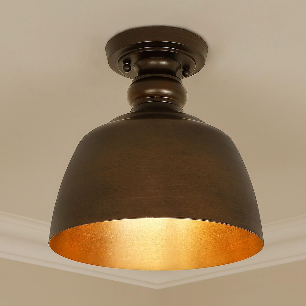 Golden Lighting Holmes Flush Mount in Rubbed Bronze, , large