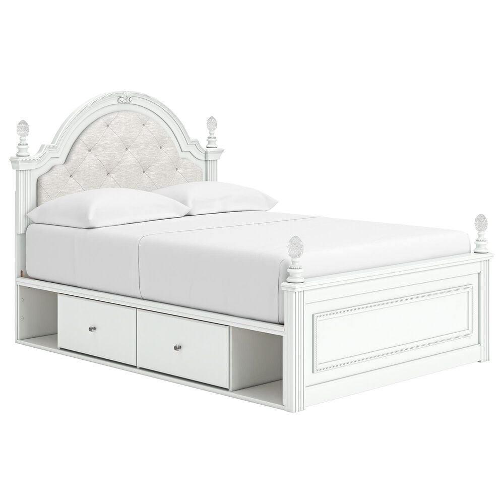 Ashley Kozlani Full Upholstered Storage Bed in Matte White, , large