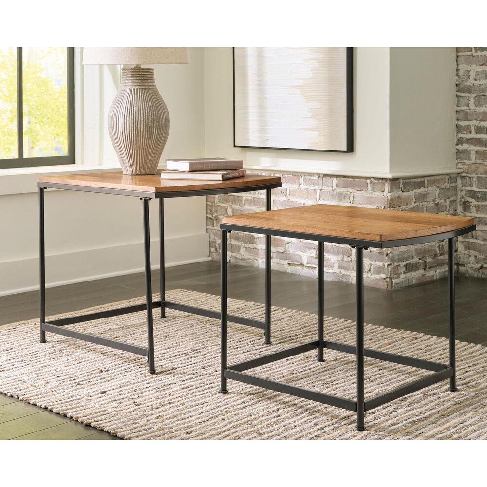 Ashley Drezmoore Nesting End Tables in Light Brown and Black  &#40;Set of 2&#41;, , large