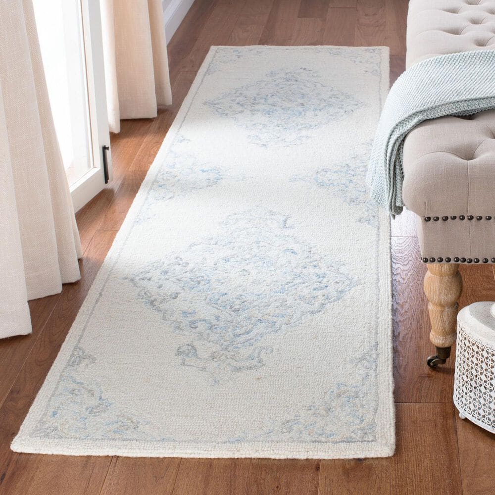 Safavieh Micro-Loop MLP516A 2&#39;3&quot; x 9&#39; Ivory and Blue Runner, , large