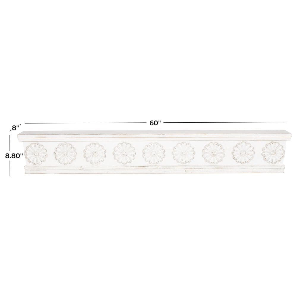 Maple and Jade 60&quot; Wall Shelf in Distressed White and Brown, , large