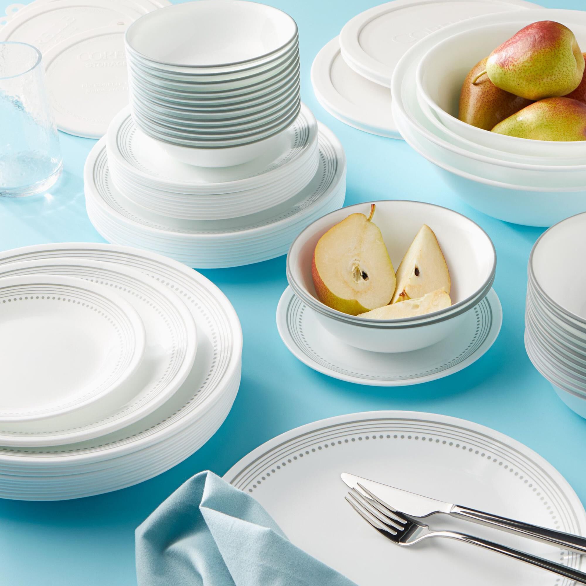 Corelle 78pc Mystic Gray Dinnerware Set Service for 12 NFM
