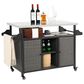 Hearth and Haven 2-Door Outdoor Bar Cart with Stainless Steel Top in Grey, , large
