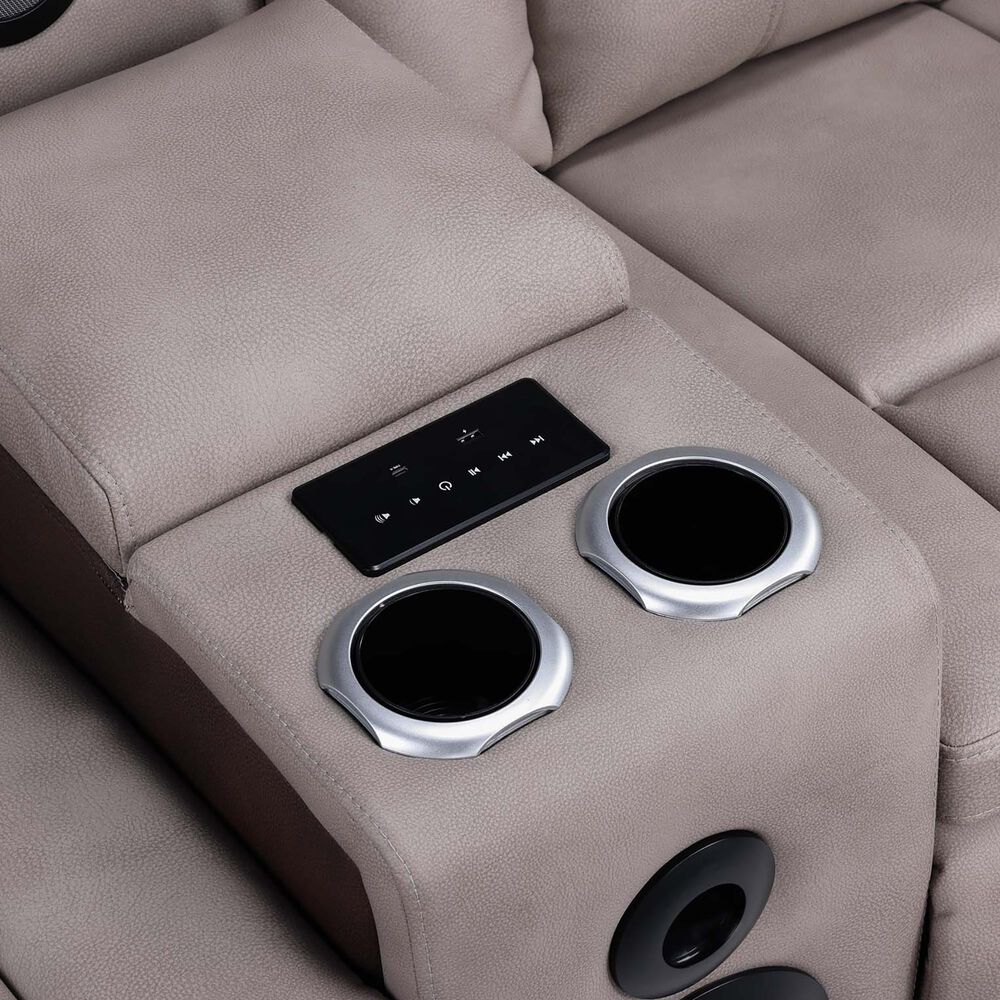 Titanic Furniture Power Reclining Loveseat with Power Headrest in Brown, , large