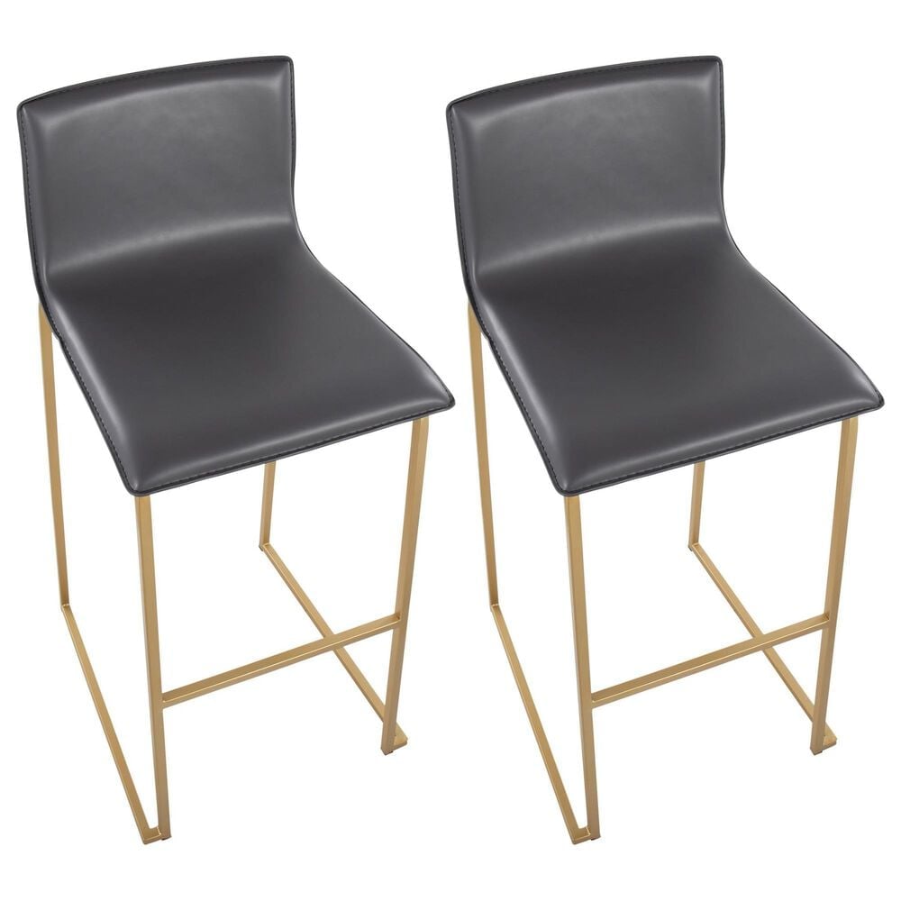 Lumisource Mara Barstool with Grey Cushion in Gold &#40;Set of 2&#41;, , large